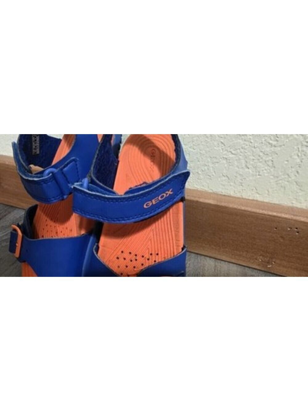 Geox J Sandal Fusbetto Royal Blue/Orange Water Friendly Kids Sz 1 Hook And Loop - Picture 2 of 7